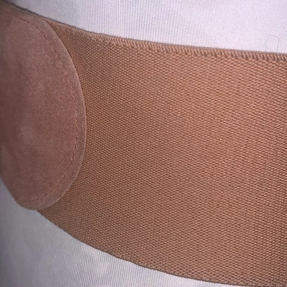 Access. Small Genuine Leather & Stretch Mauve Brass Tone Buckle Belt - Picture 6 of 11